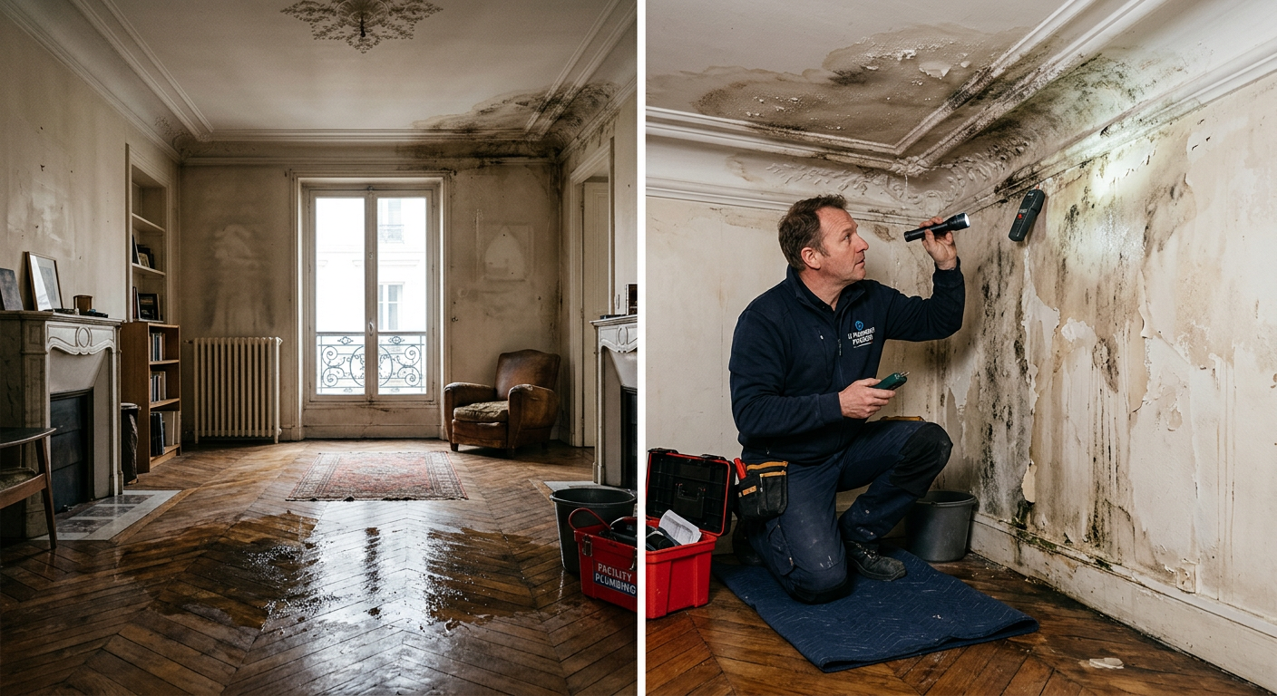 Intervention urgente dégât des eaux dans un appartement à Drancy