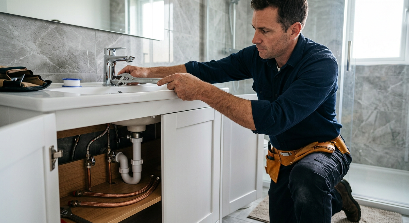 Pose de mitigeur chromé par un plombier à Drancy